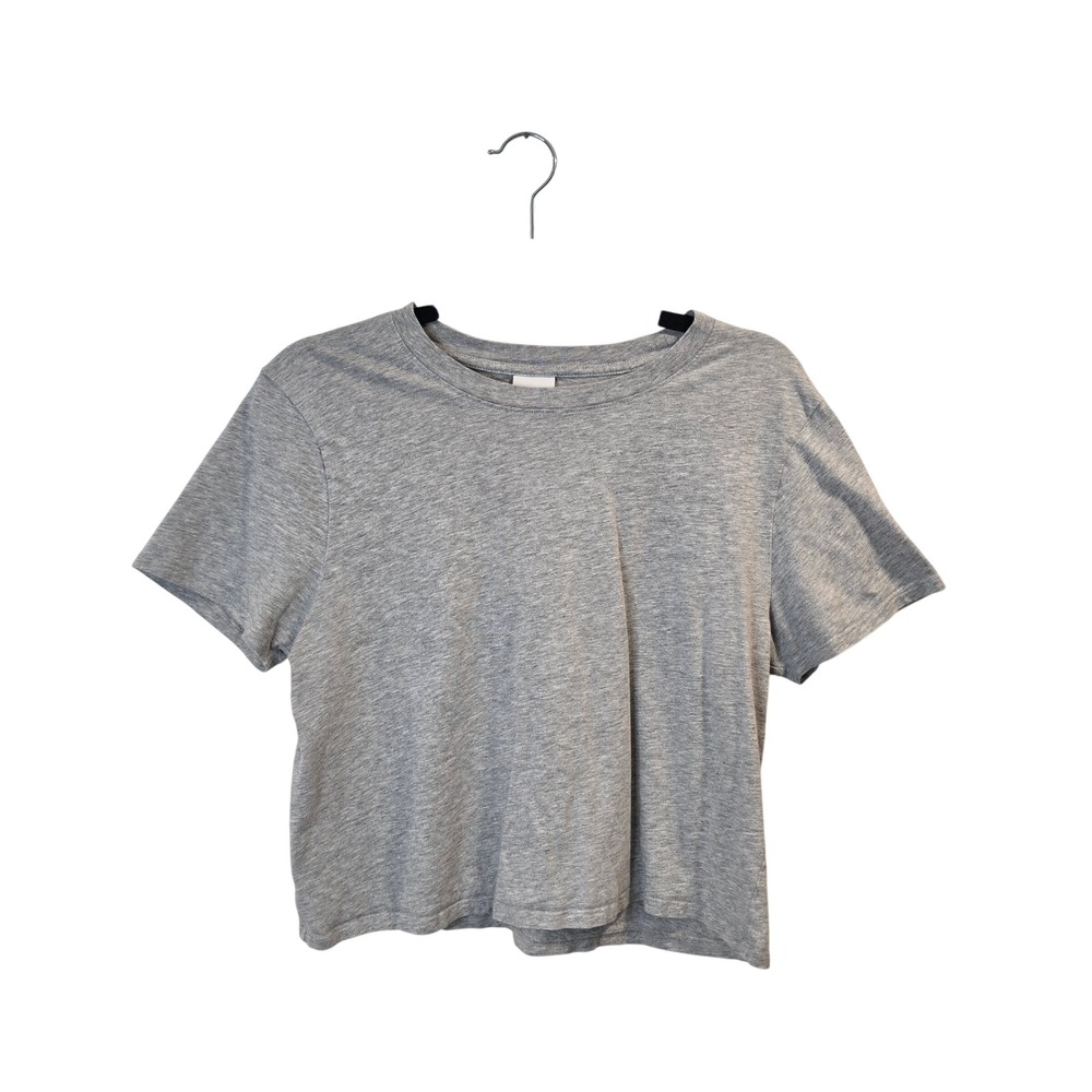 Outdoor Voices T-Shirt Women S Gray Organic Cotton Cropped Short Sleeve Tee